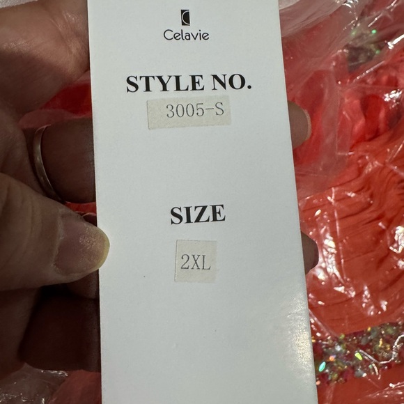 Elegant Coral Embellished Dress - Picture 8 of 8